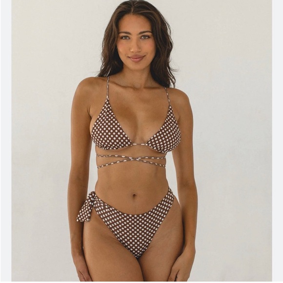 Brown Polka Dot Bikini Set - Picture 1 of 4
